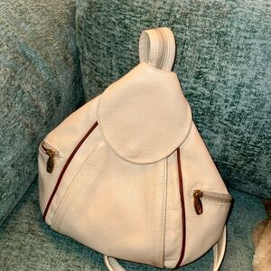 Gorgeous Valentina Cream Pebbled Leather Backpack